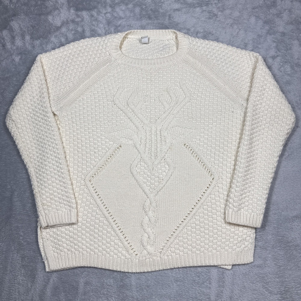Woolrich Sweater‎ Women Medium Ivory Deer Textured Knit